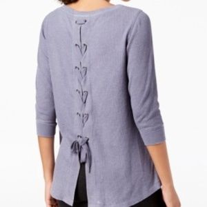 Calvin Klein Performance 3/4-Sleeve Lace-Up Back